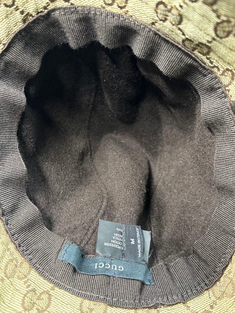 Gucci バケットハット ベージュ GGパターン 裏起毛 キャンバス グッチ