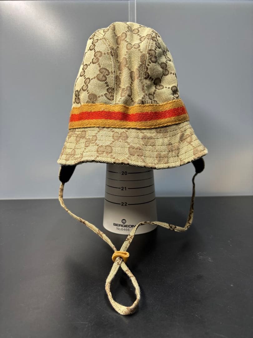 Gucci バケットハット ベージュ GGパターン 裏起毛 キャンバス グッチ