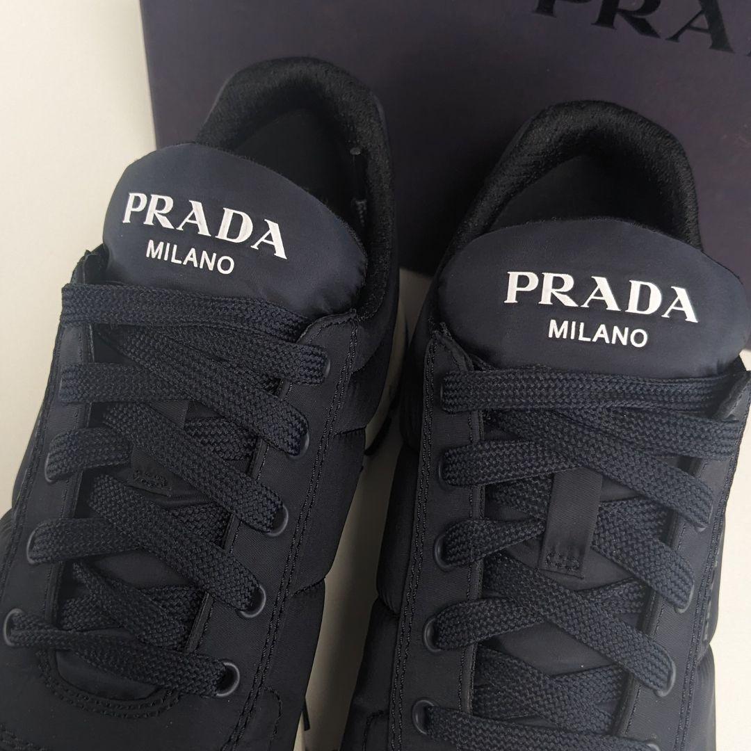 美品　PRADA　プラダ　スニーカー　ナイロン　箱付き　軽量　ダークネイビー