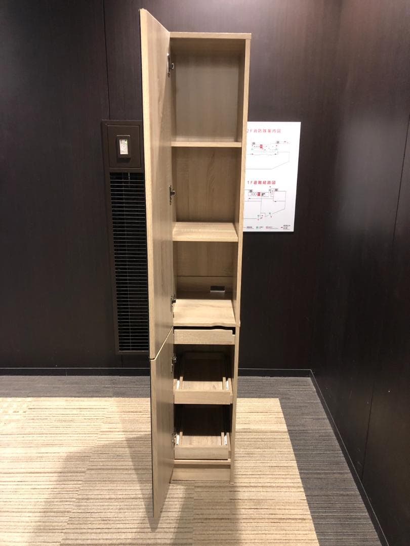 【展示品・未使用品】【福岡市限定】ミラー付き隙間収納 全身ミラー 収納棚