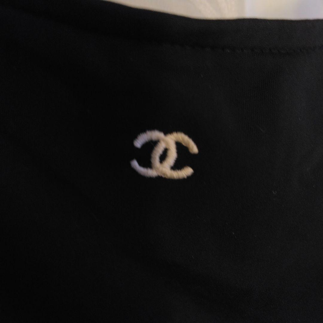 CHANEL ヴィンテージ　レオタード ワンピース水着 ロゴ入りストラップ