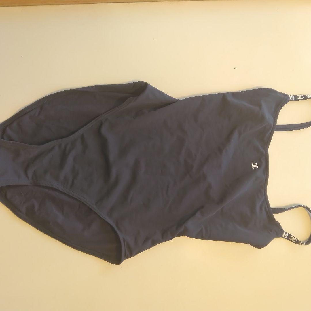 CHANEL ヴィンテージ　レオタード ワンピース水着 ロゴ入りストラップ