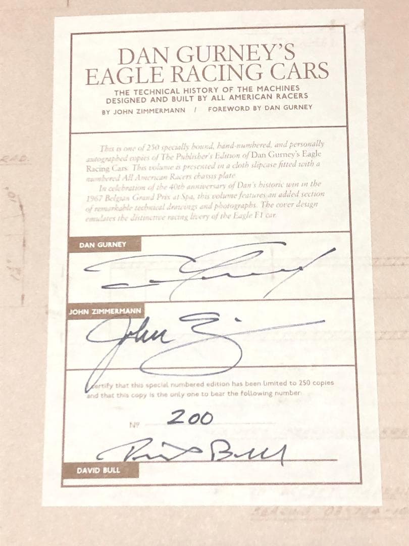 DAN GURNEY'S EAGLE RACING CARS 限定版