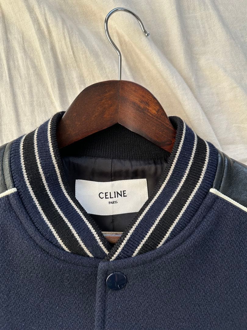 CELINEクラシック テディジャケット ブルゾン スタジャン ネイビー