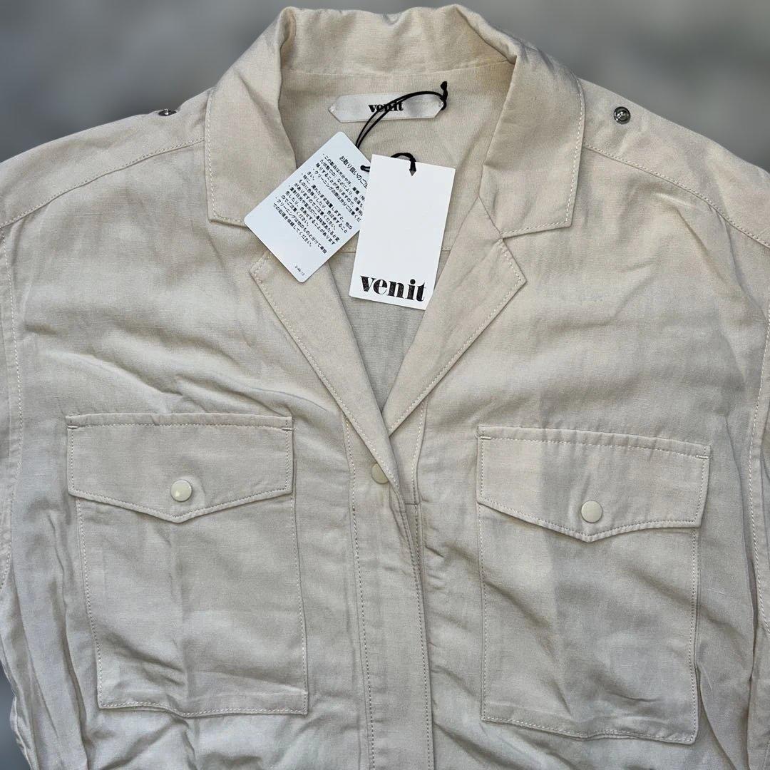 【新品】VENIT リネン レーヨン オールインワン ホワイト 38サイズ