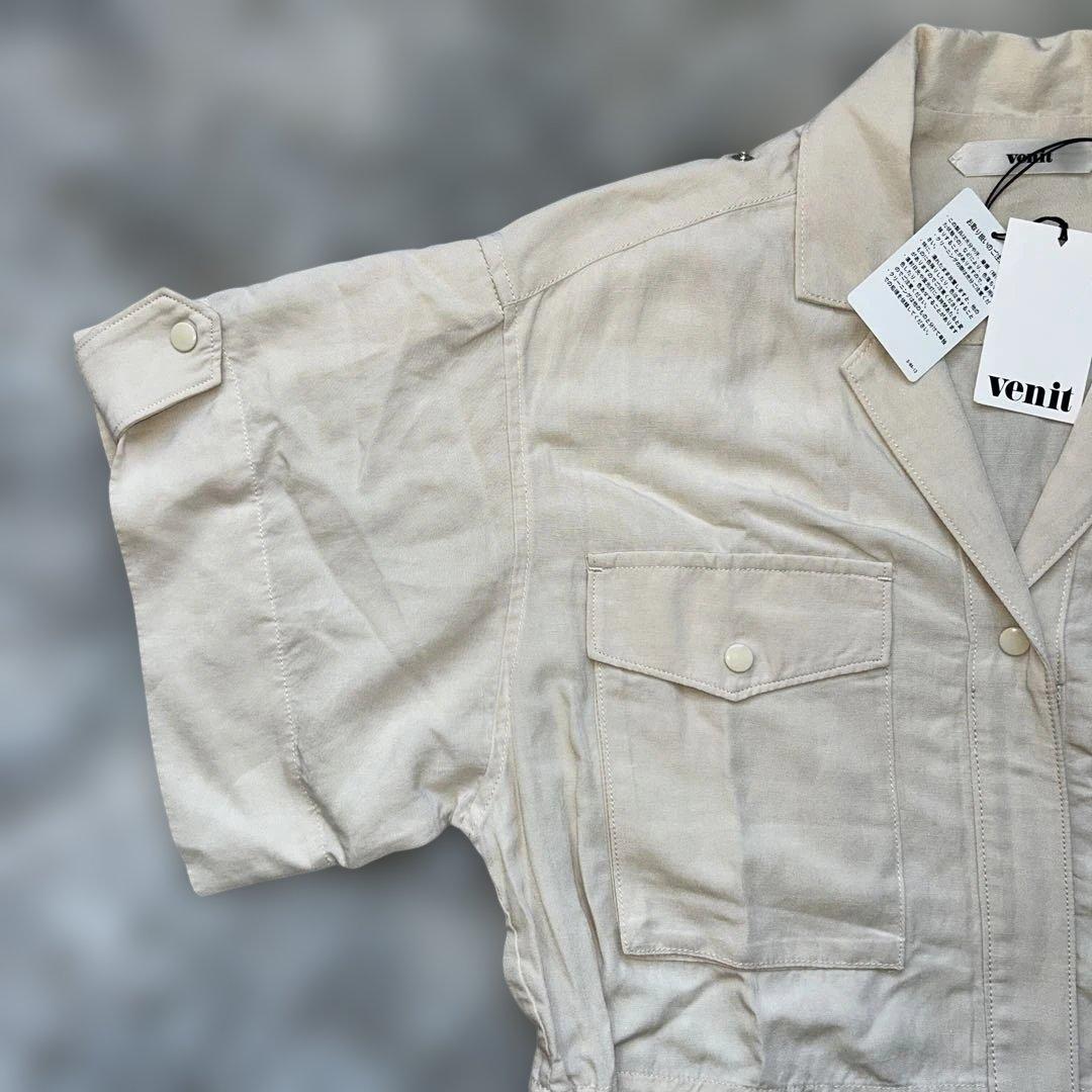 【新品】VENIT リネン レーヨン オールインワン ホワイト 38サイズ