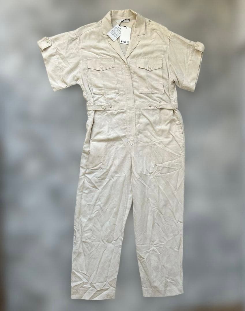 【新品】VENIT リネン レーヨン オールインワン ホワイト 38サイズ