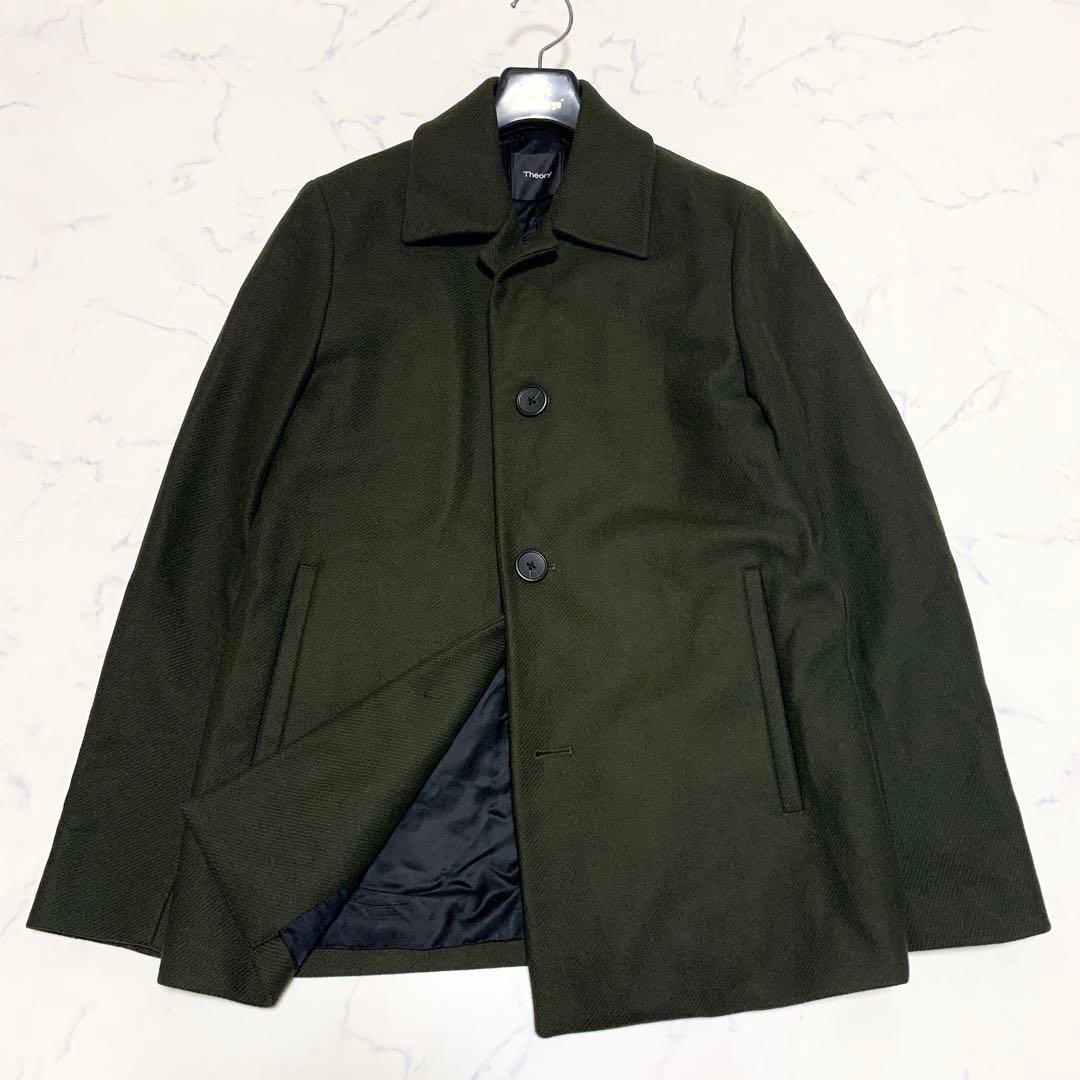 【美品】 セオリー ウールカシミヤ メルトンコート オリーブ XS ジャケット
