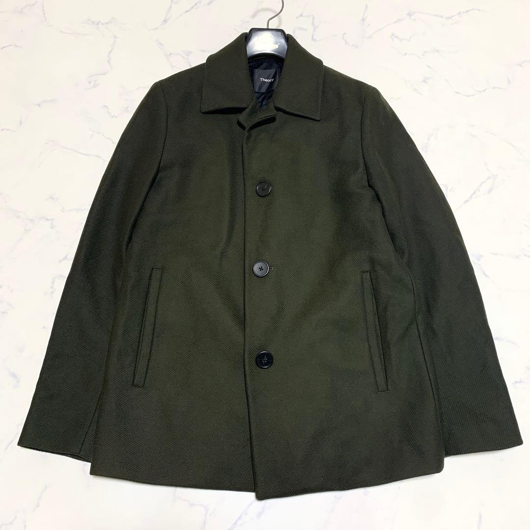 【美品】 セオリー ウールカシミヤ メルトンコート オリーブ XS ジャケット