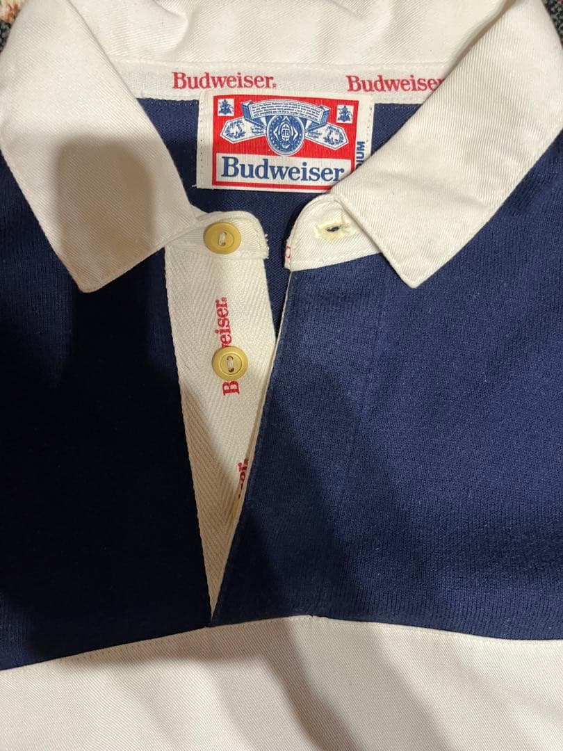 Budweiser ポロラガーシャツ M ネイビー/ホワイト