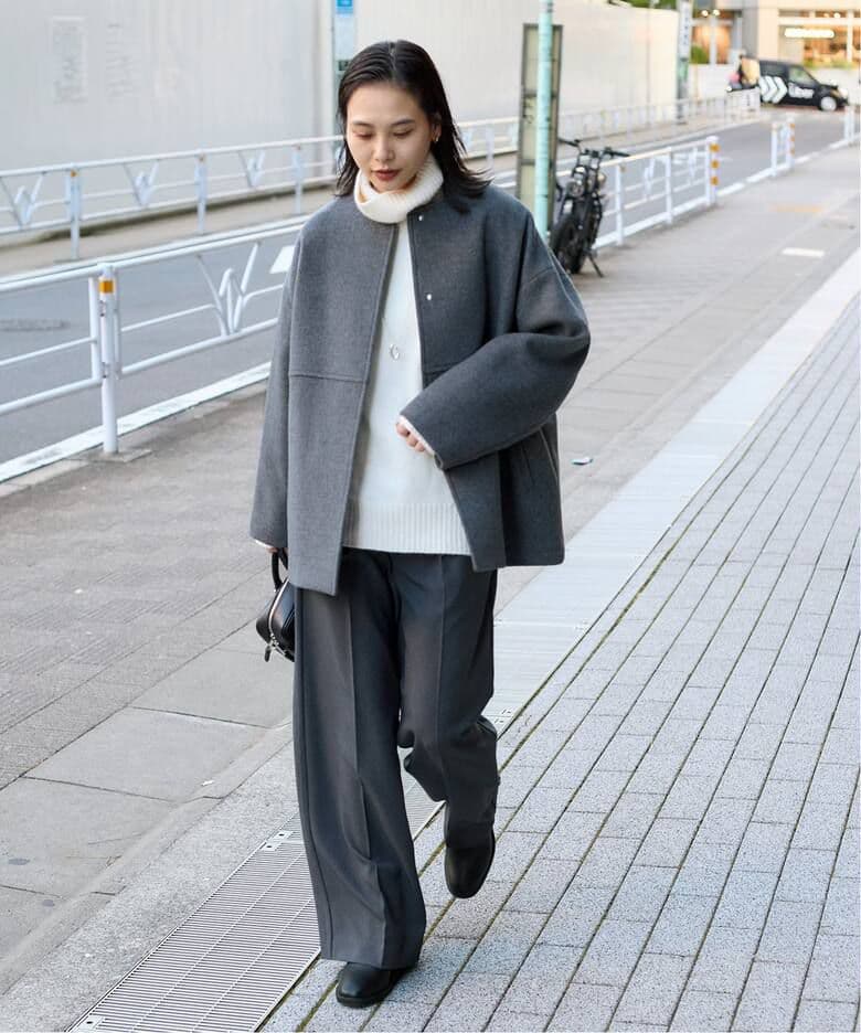 スーパー140ビーバーノーカラーショートコート　JOURNAL STANDARD