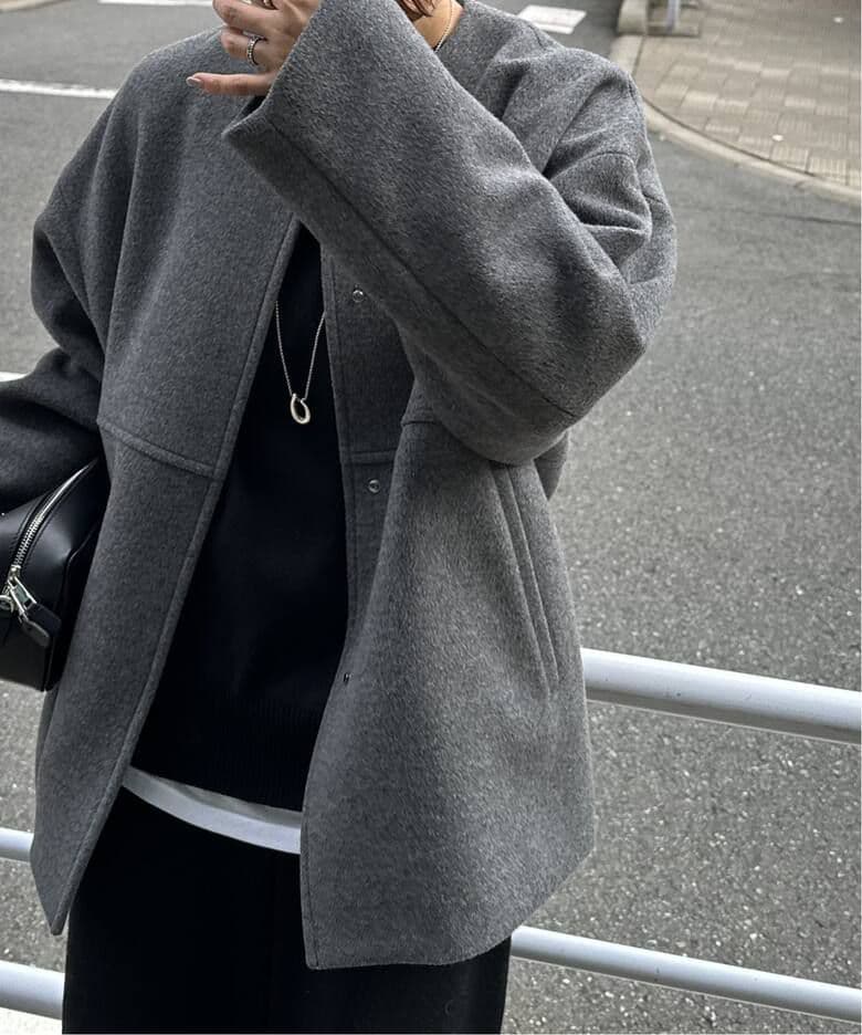 スーパー140ビーバーノーカラーショートコート　JOURNAL STANDARD