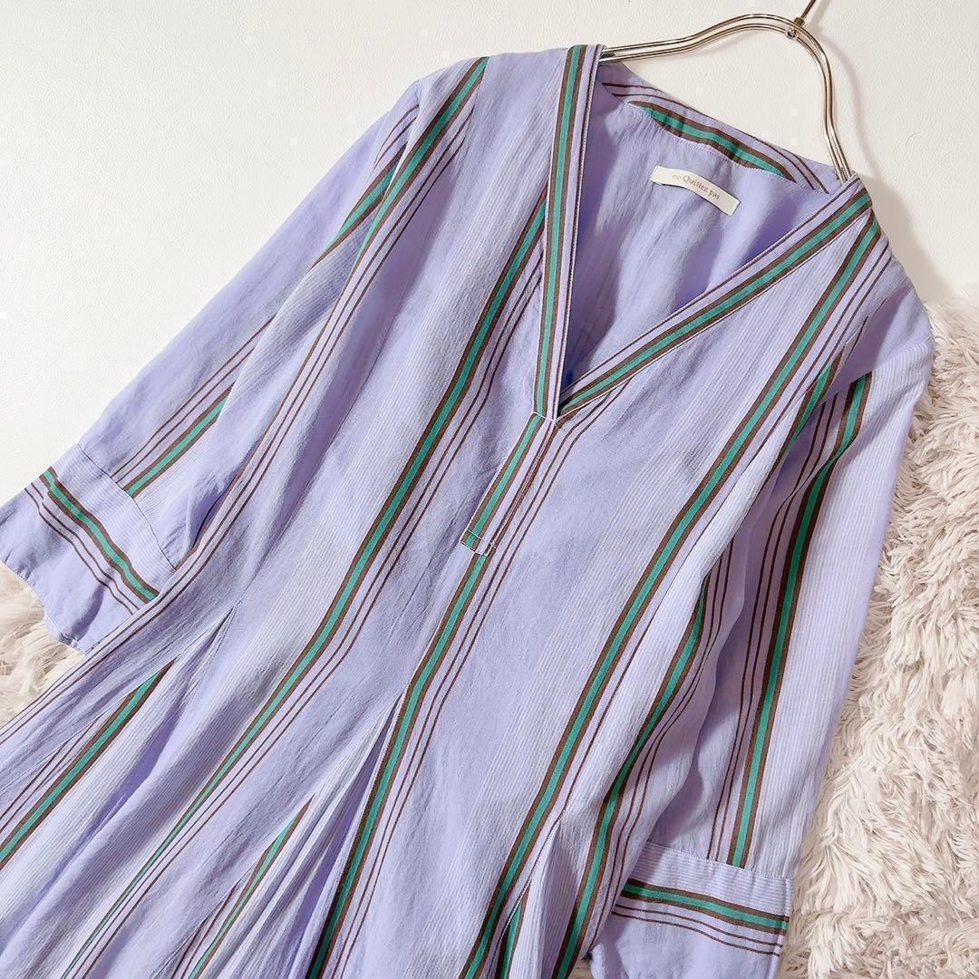 極美品ꕥヌキテパ 西園寺さん 2024 コットンボイルストライプパネルドレス M