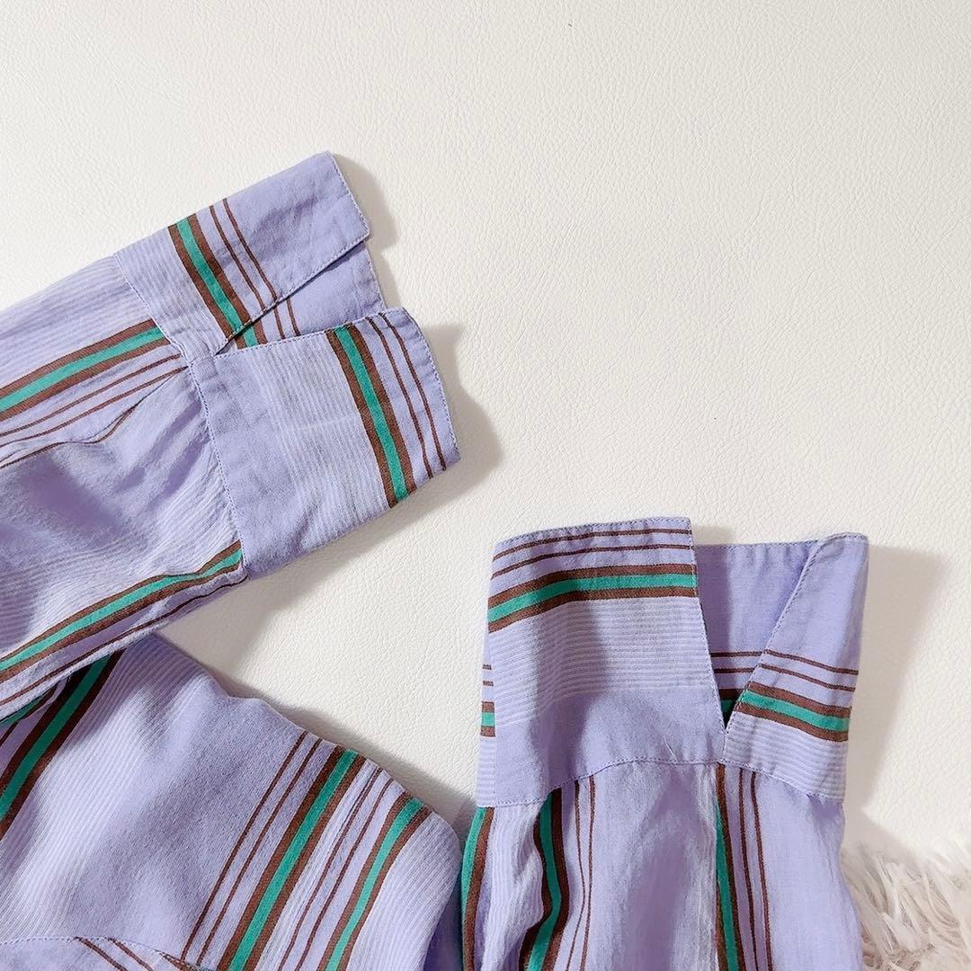 極美品ꕥヌキテパ 西園寺さん 2024 コットンボイルストライプパネルドレス M