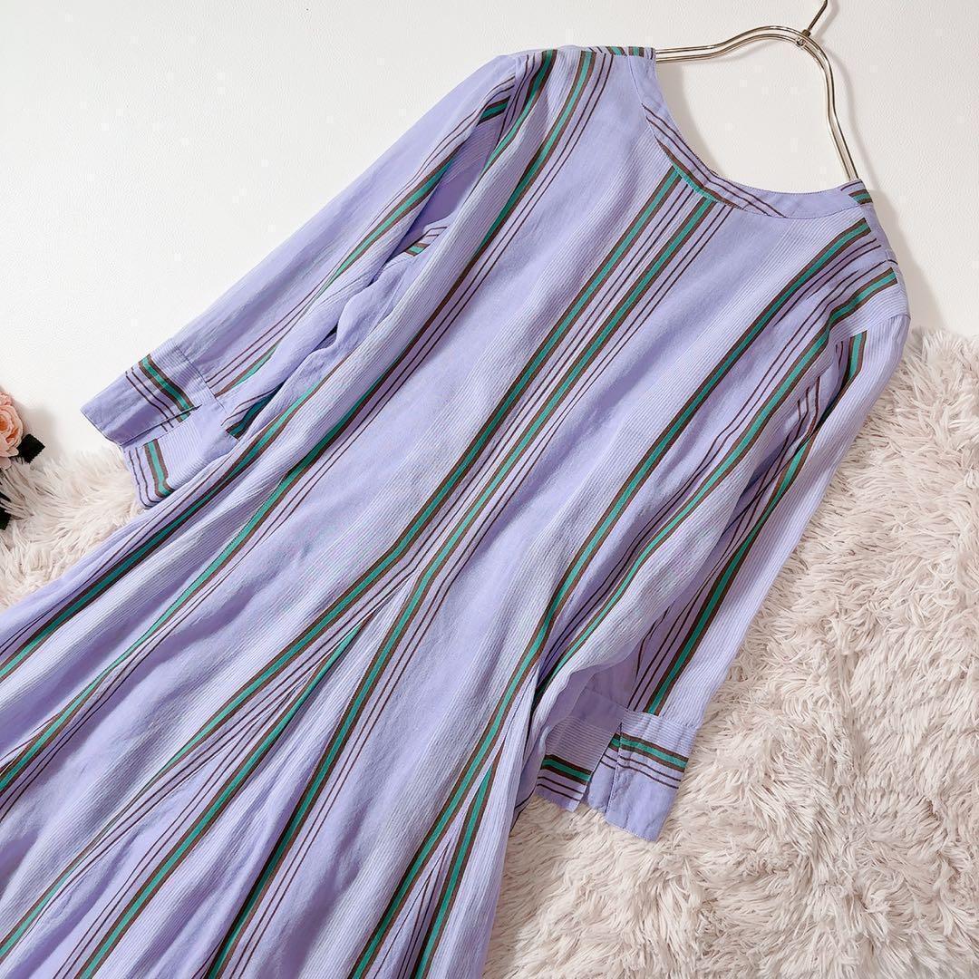 極美品ꕥヌキテパ 西園寺さん 2024 コットンボイルストライプパネルドレス M