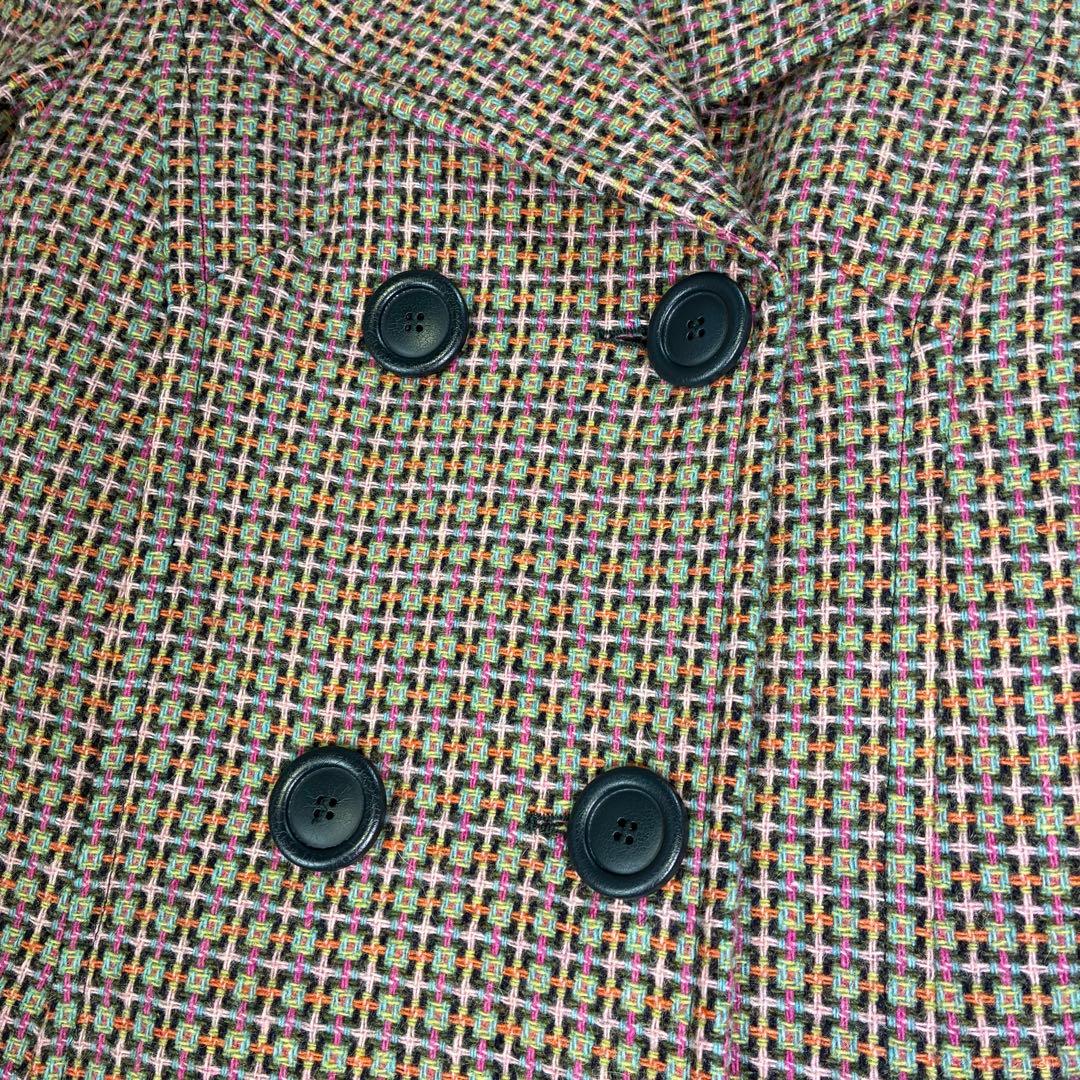 MAX&Co モヘア混 ツイード ダブル ロングコート キルティング グリーン系