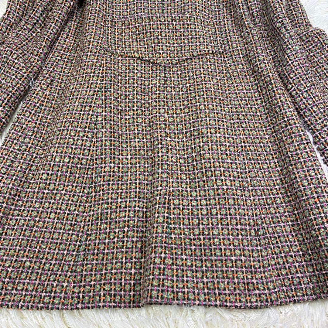 MAX&Co モヘア混 ツイード ダブル ロングコート キルティング グリーン系