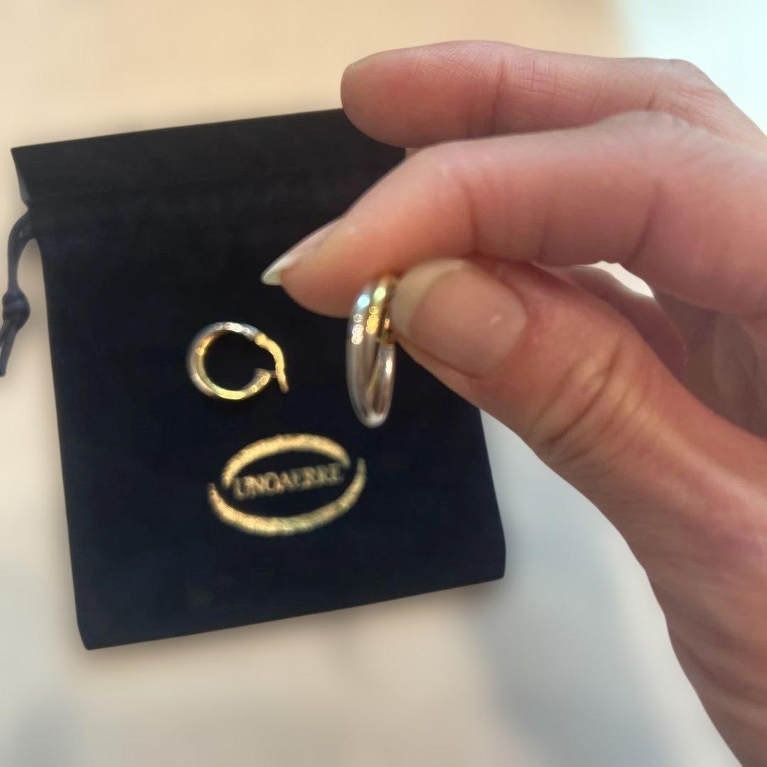 ウノアエレ　ゴールドシルバーコンビ　フープピアス