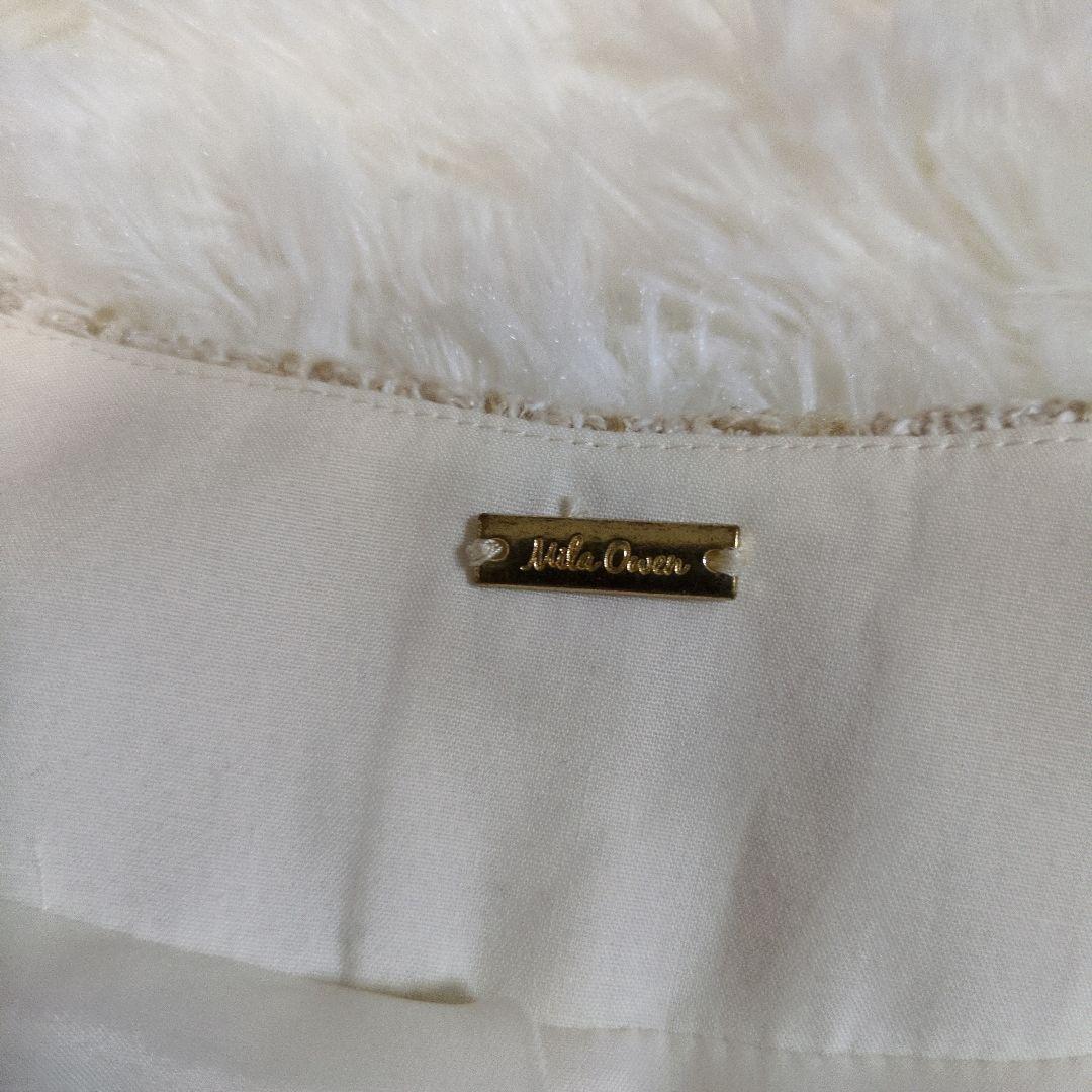 ミラオーウェン　ノーカラー　ツイードジャケット　金ボタン　羊毛　ラムウール