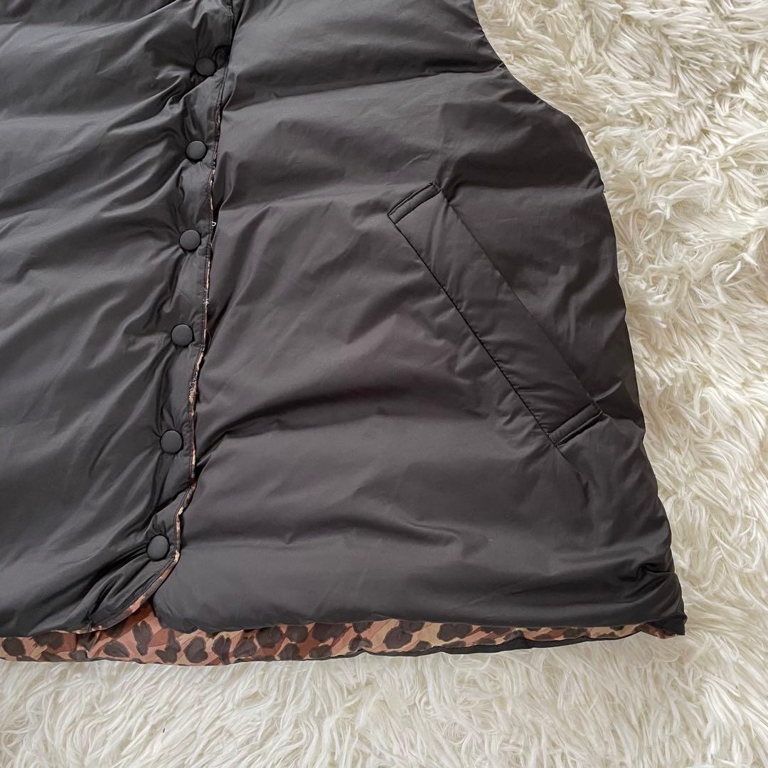 manipuri マニプリ リバーシブル ダウンベスト レオパード ヒョウ柄