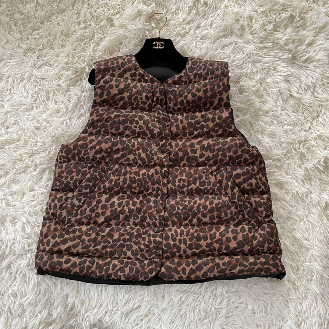 manipuri マニプリ リバーシブル ダウンベスト レオパード ヒョウ柄