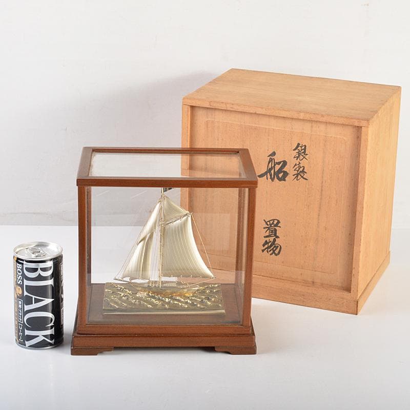 三越謹製　銀製　銀帆船　ヨット　約51g　置物　共箱　M　R7467B