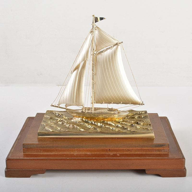 三越謹製　銀製　銀帆船　ヨット　約51g　置物　共箱　M　R7467B