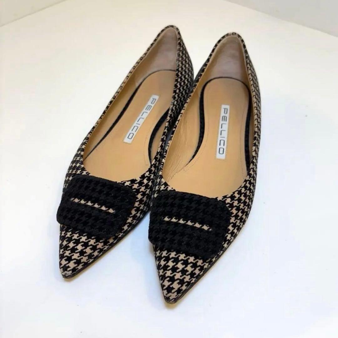 最終価格‼️(美品)ペリーコ 千鳥格子 フラットパンプス 23.5cm