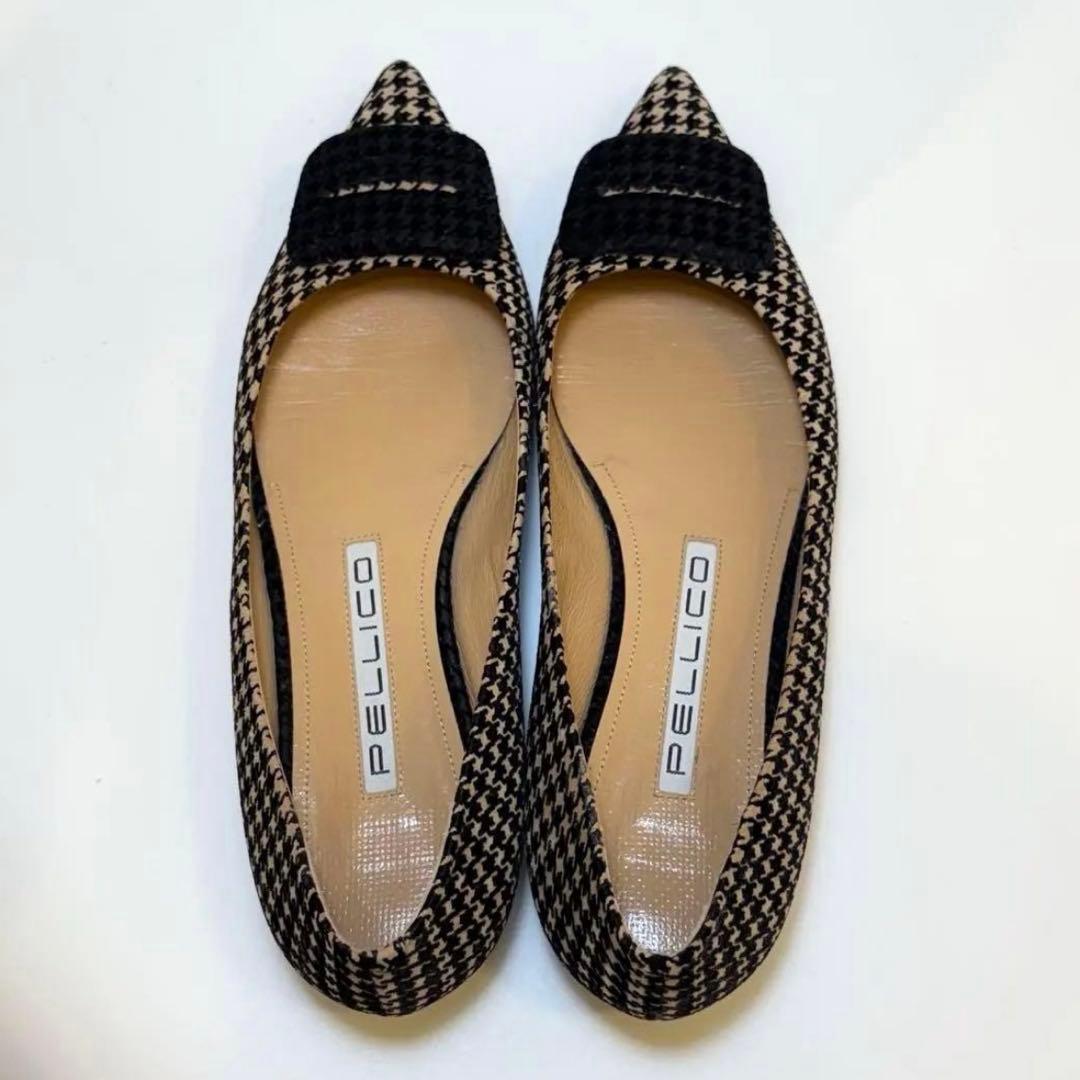 最終価格‼️(美品)ペリーコ 千鳥格子 フラットパンプス 23.5cm