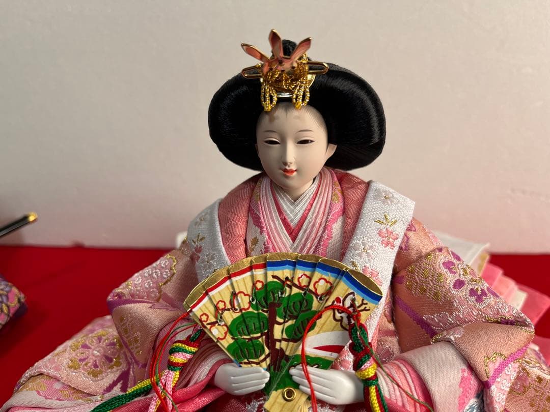 親王飾り　宴(燭台変更) 27cm雪洞、刺繍入本毛氈