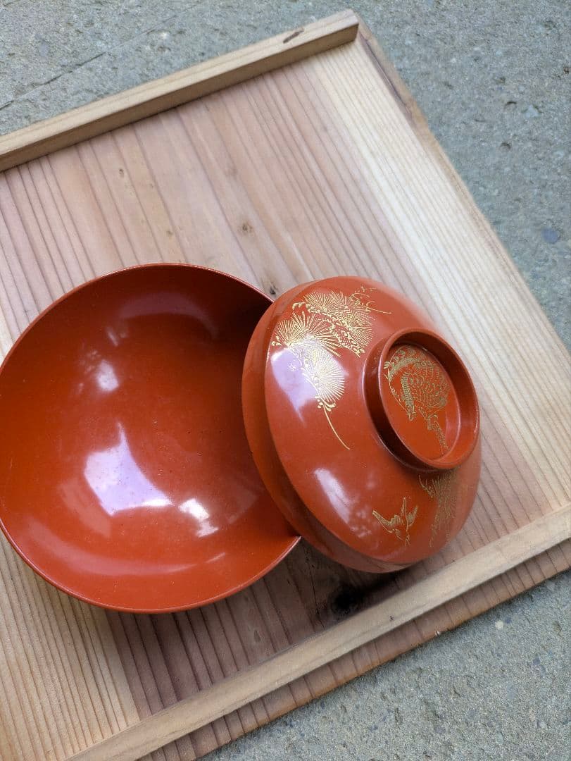 金蒔絵 木製漆器 骨董 漆器 蒔絵 吸物椀 お椀 蓋付　20個　骨董品　年代物