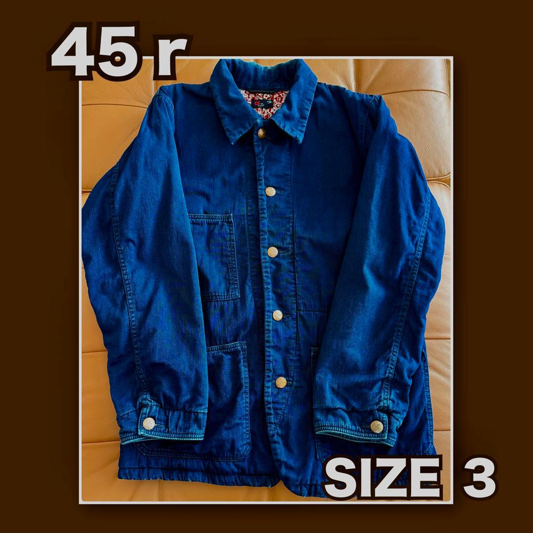45R インディゴ染め デニムアウター ロゴボタン サイズ3