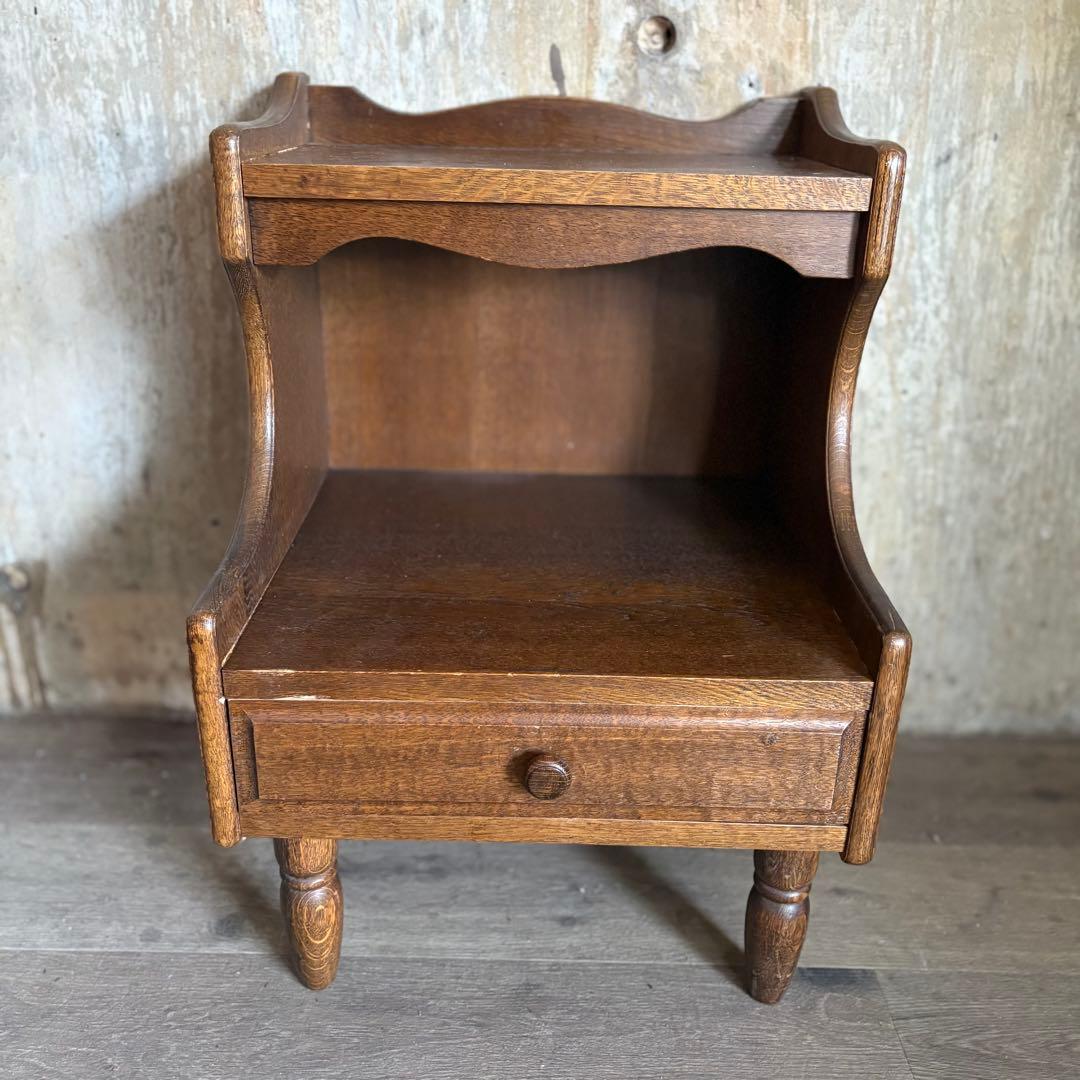 ヴィンテージ　ベッドサイド　ミニラック　オーク　無垢材