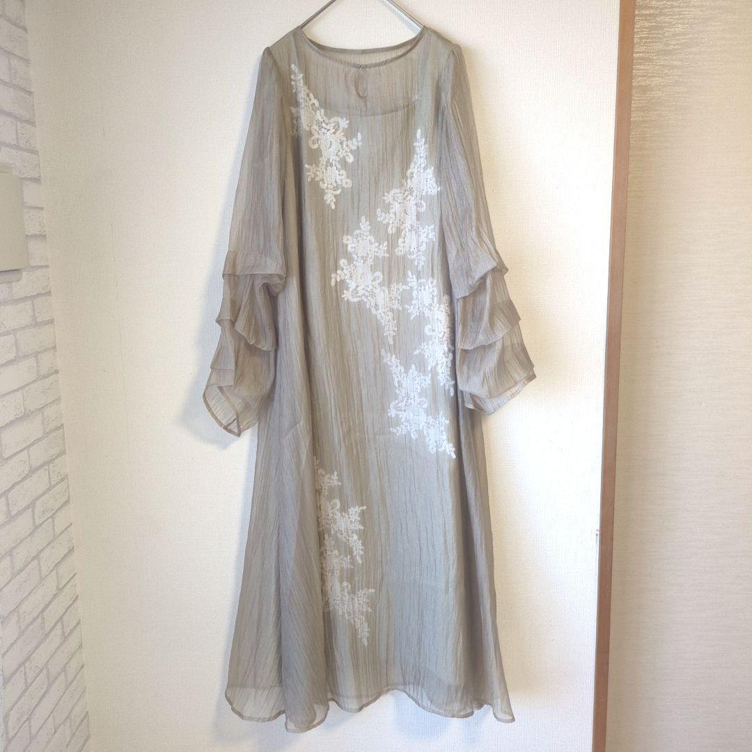 訳あり niana ニアナ ドリードール シアーAラインワンピース M 結婚式