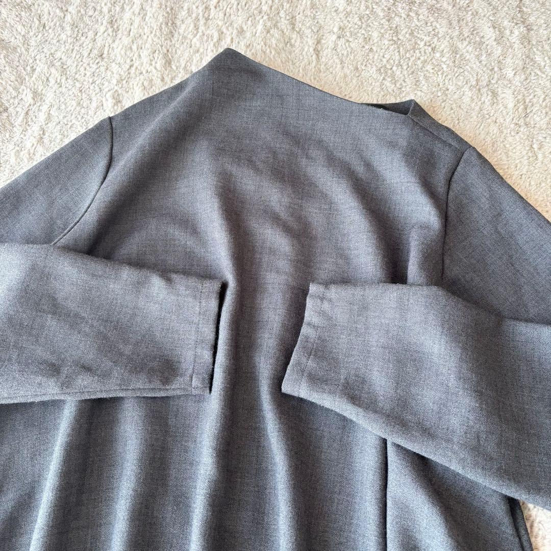 ミズイロインド　コクーンワンピース　アシンメトリー　変形　バックボタン　グレー