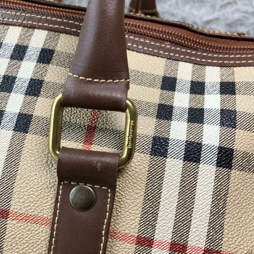 美品 BURBERRY バーバリー ノバチェック ボストンバッグ PVC