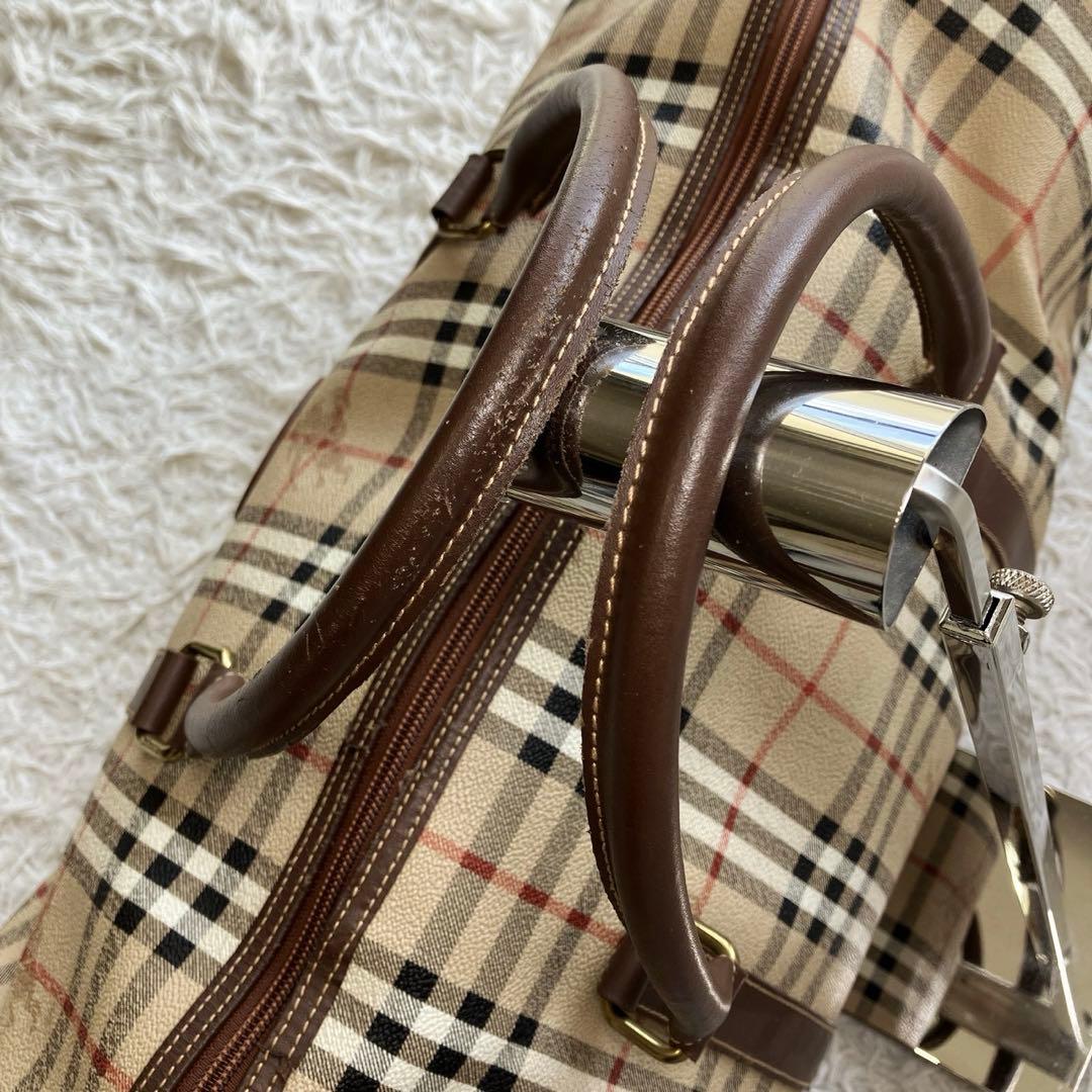美品 BURBERRY バーバリー ノバチェック ボストンバッグ PVC