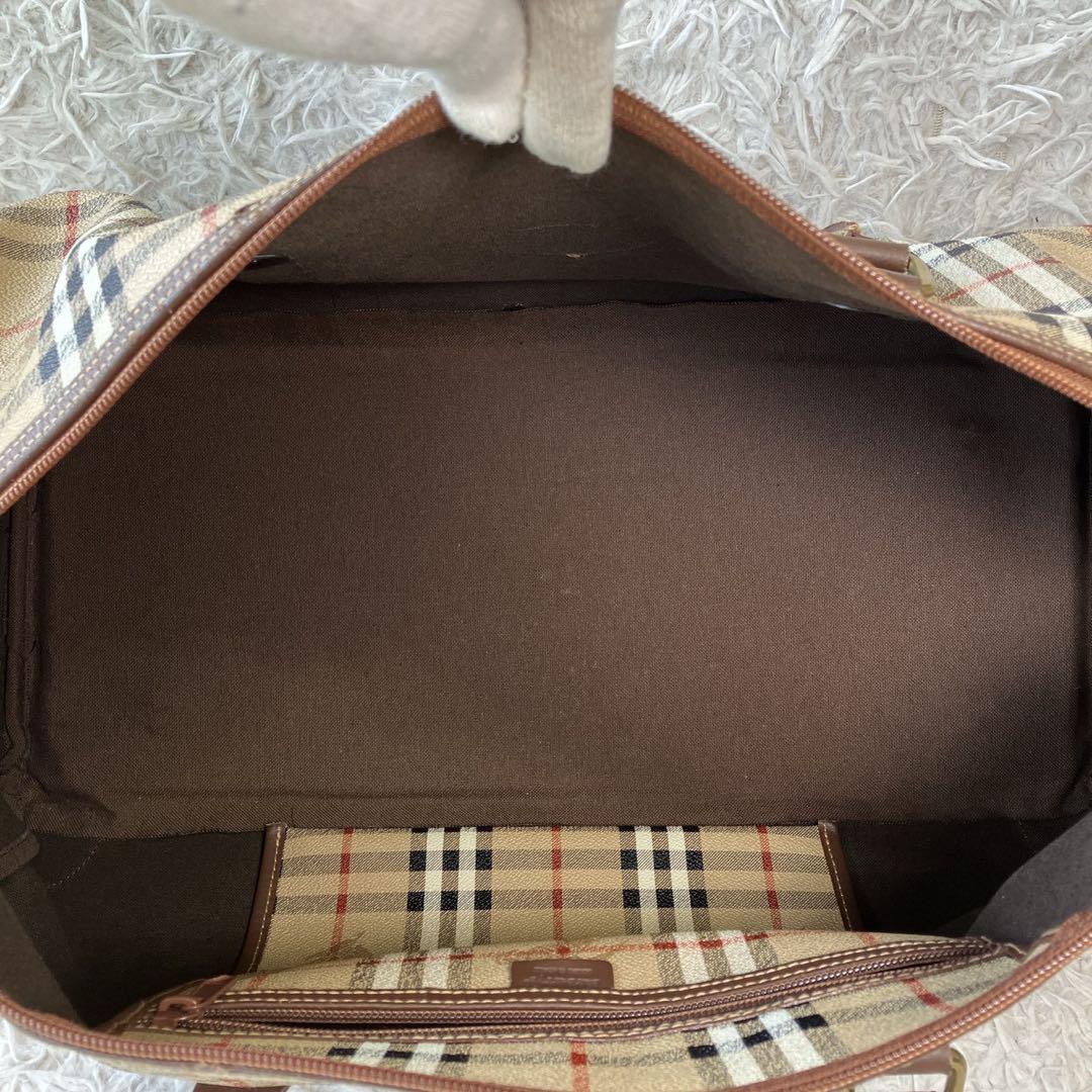 美品 BURBERRY バーバリー ノバチェック ボストンバッグ PVC