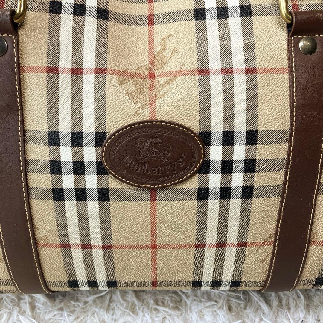 美品 BURBERRY バーバリー ノバチェック ボストンバッグ PVC