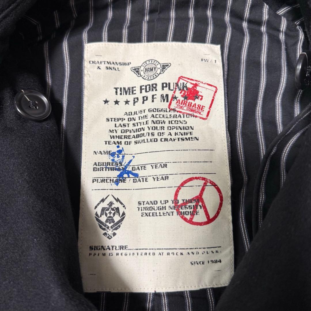 y2k 【PPFM 】ショート丈ピーコート　リアルファー　ファイブフォックス