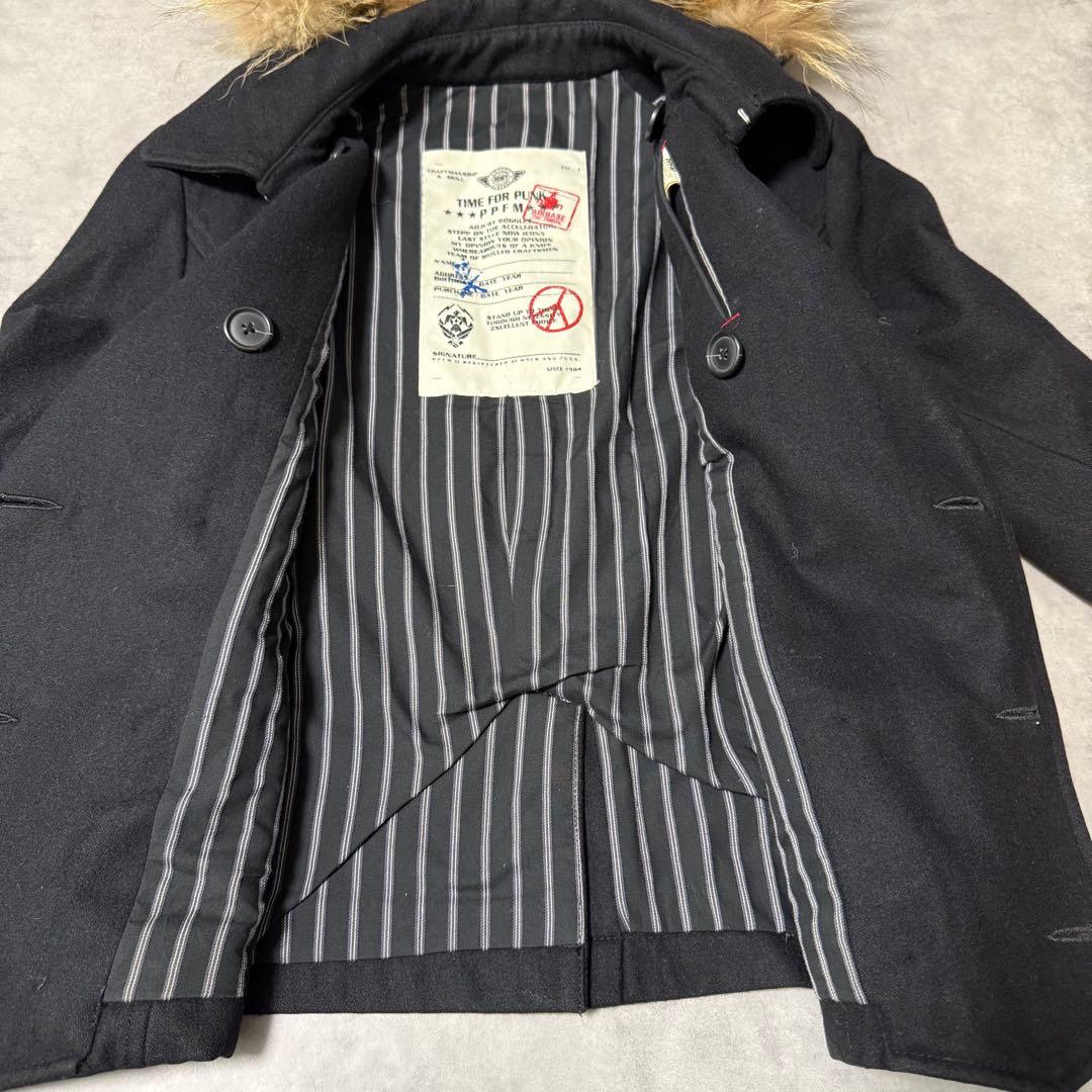 y2k 【PPFM 】ショート丈ピーコート　リアルファー　ファイブフォックス