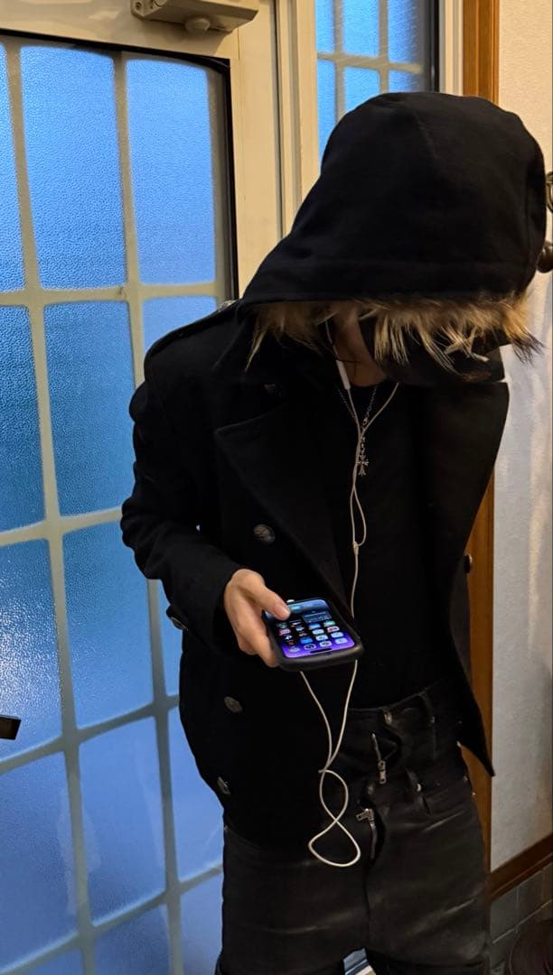 y2k 【PPFM 】ショート丈ピーコート　リアルファー　ファイブフォックス