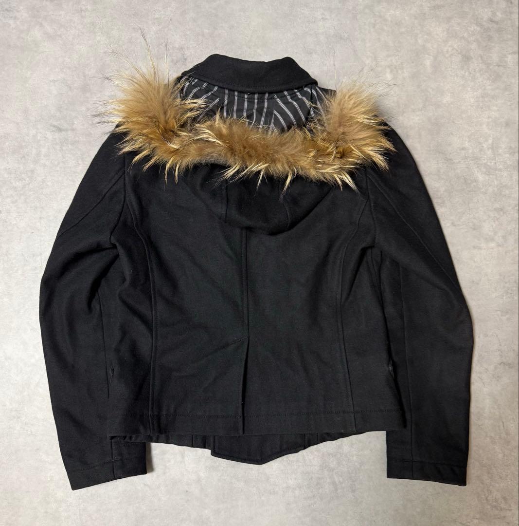 y2k 【PPFM 】ショート丈ピーコート　リアルファー　ファイブフォックス