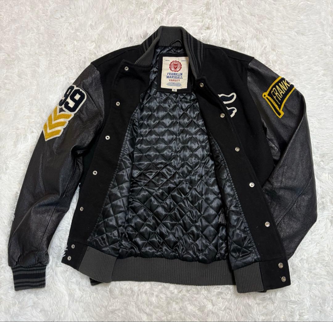 N*…様 FRANKLIN MARSHALL スタジャン　黒刺繍　袖レザー XL
