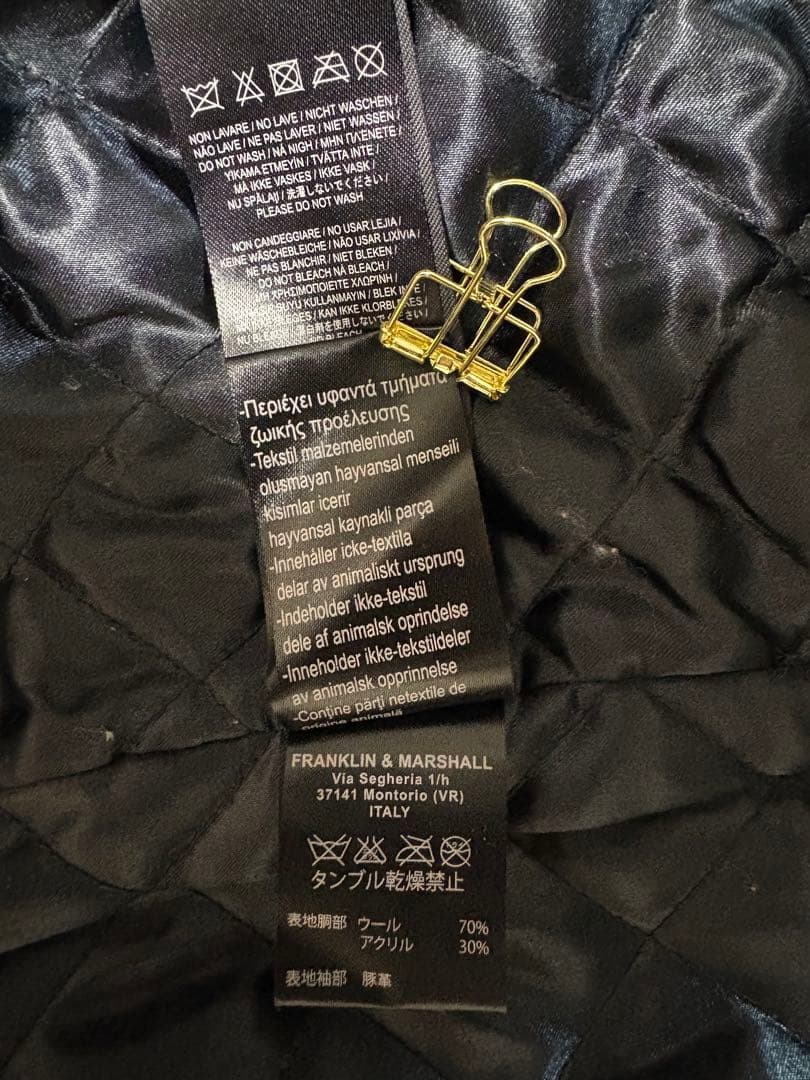 N*…様 FRANKLIN MARSHALL スタジャン　黒刺繍　袖レザー XL