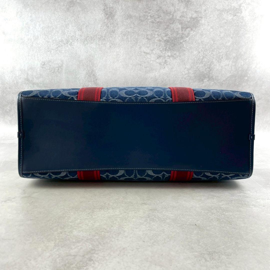 未使用 コーチ ラージ スミス トートバッグ ビジネス ロゴ デニム A4可 青