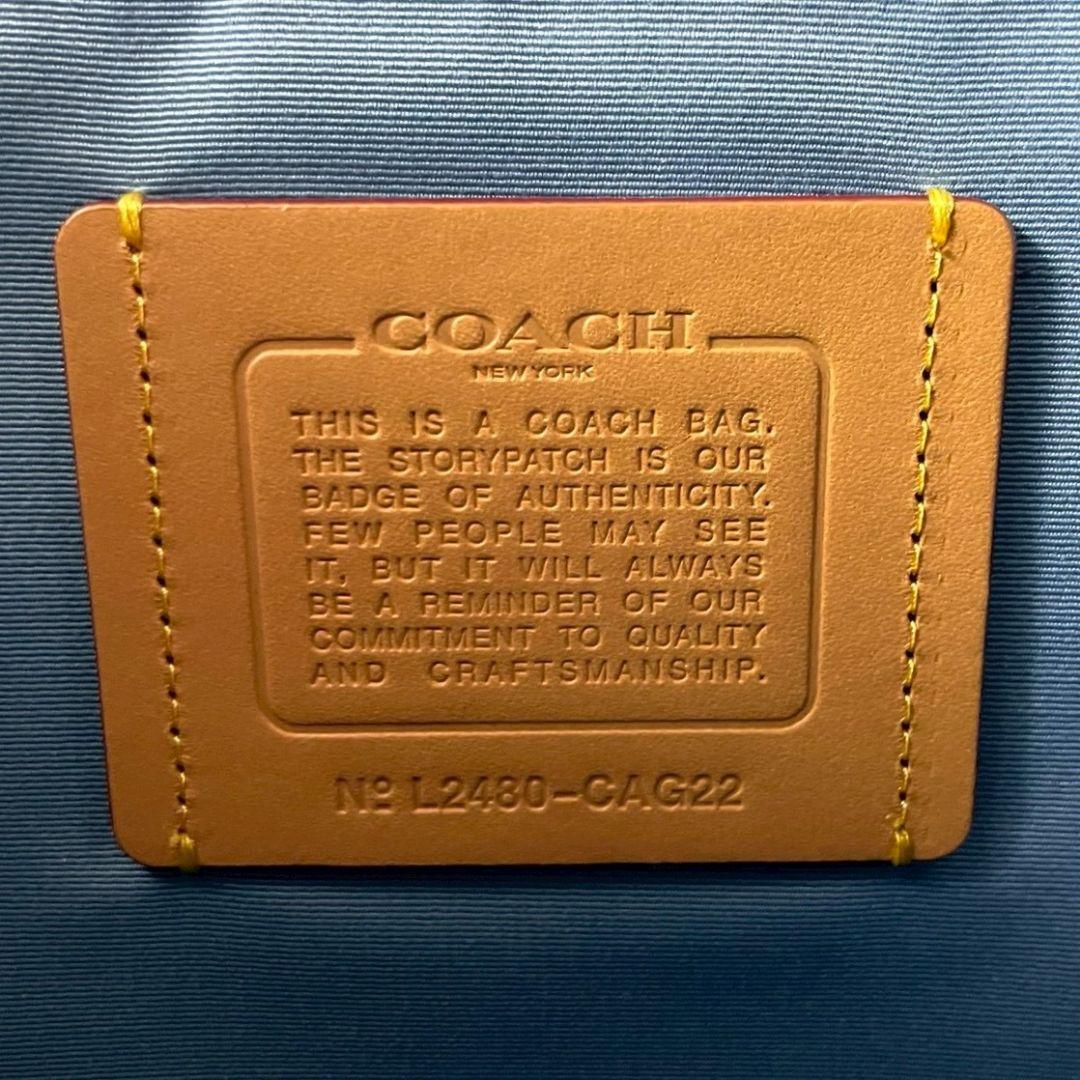 未使用 コーチ ラージ スミス トートバッグ ビジネス ロゴ デニム A4可 青