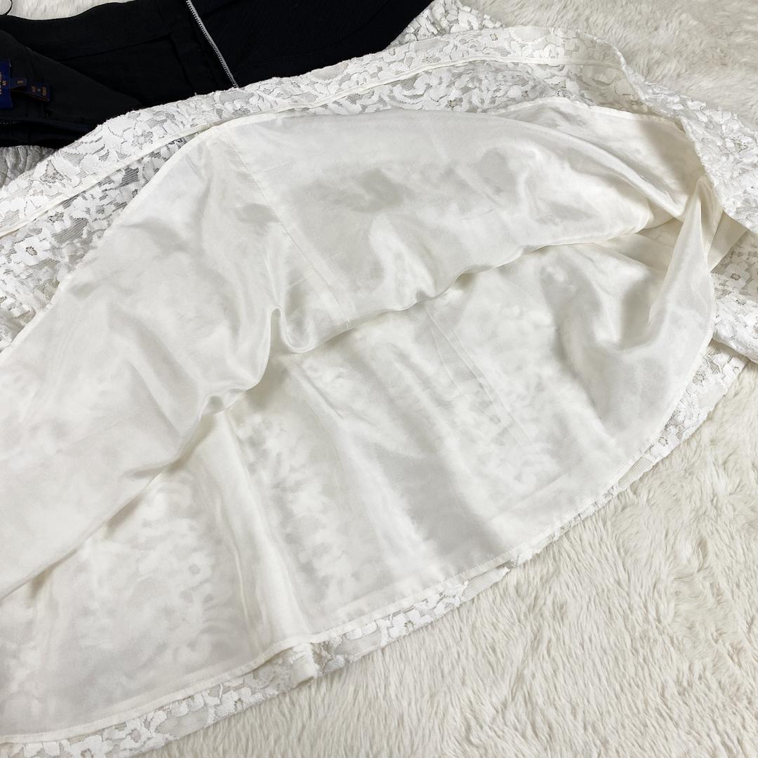美品 LOUIS VUITTON バイカラー レース 膝丈 フレアスカート 38