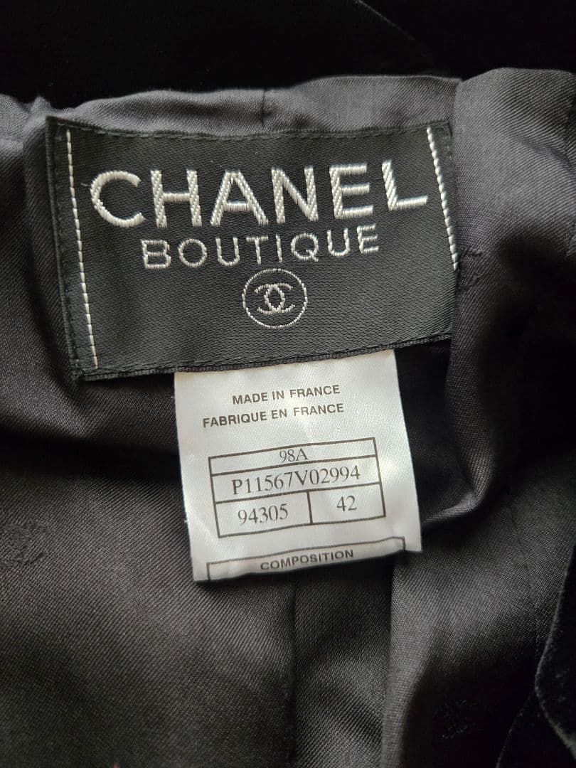 【美品】CHANEL 98A クロップダブルジャケット ベルベット 42