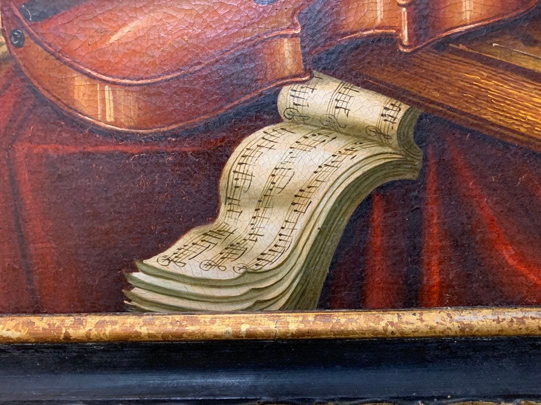 イタリア製油絵　手書きビンテージ・インテリア油絵細密画良く書けてます！